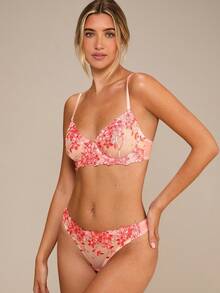 Enchnt 女士粉色浪漫钢圈文胸内衣套装 2 件套 - 藕粉色 - 查看 7