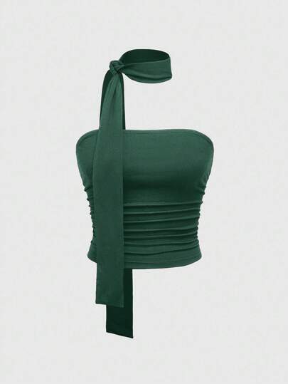 Grunge Punk Y2K Leopard Muster Bodycon Geraffter Bandeau-Top für Frauen