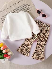 Bộ 2 món/Bộ đồ cho bé gái, áo nỉ dài tay cổ tròn in họa tiết da báo, dệt kim mềm mại, thoải mái, phù hợp cho mùa thu/đông, nhẹ và thoải mái, có thể mặc nhiều lớp cho mùa thu, trang phục thường ngày thời trang, thiết kế đồ họa, mùa tựu trường, dã ngoại ngoài trời, chụp ảnh đường phố, nhà, trường học, ngày lễ, quà tặng - Nhiều màu - Xem 2