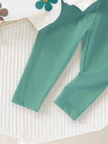 SHEIN Playful Pals 2 pezzi Set di felpa girocollo con stampa floreale e leggings rosa per bambine, carino e dolce, adatto per uso quotidiano e all'aperto, autunno/inverno