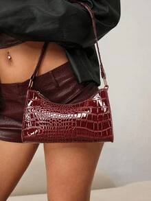 CUCCOO SZL 女士纯色简约单肩包，日常休闲，时尚勃艮第包 - 酒紅色 - 查看 4