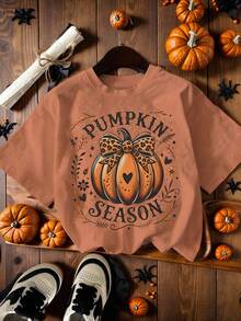 EMERY ROSE Plus-Size Ladies' Halloween Pumpkin Creative Printed Round-Neck T-Shirt - Brown - View 1