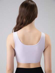 SHEIN Sovereign Charm Backless Sports Bra For Women,Lavender Summer Athleisure Gym Bra Workout Top,High Support Fitness & Yoga Bra,Dancing Training Jump Support Top - Purple - View 2