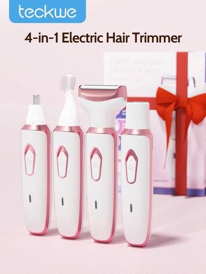 New 4-In-1 Multifunction Electric Shaver, Portable Rechargeable Electric Facial Hair Trimmer With 4 Heads, Women Electric Beauty Shaver For Face, Nose, Legs, Armpits, Grooming Tool, Great For Halloween, Christmas Gifts