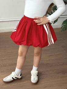 SHEIN Áo gió vải trơn màu đơn giản cho bé gái, váy mini phồng cạp thấp, quần áo mặc trở lại trường, phong cách thể thao, phong cách đường phố, đồ đôi cho mẹ và con gái, cho Giáng sinh, tuyệt vời cho trang phục thường ngày & mặc hàng ngày & đi học vào mùa thu & đông, màu đỏ cho Giáng sinh. - Đỏ - Xem 4