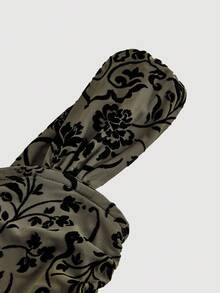 SHEIN MOD 女式复古花卉植绒网眼背心，夏季 - 綠色 - 查看 4