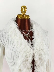 Y2K Amplova New Year Amplova Women Tassel V-Neck Slim-Fit Sexy Casual Woolen Top Tassel Tight Fit Sexy Bell Sleeve Cardigan Sweater Autumn Winter Clothes For Women - Apricot - View 5