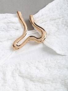 Sweetra 法国甜心女孩吊带系带提花纹理镂空金属装饰褶饰修身女式背心 - 白色 - 查看 4