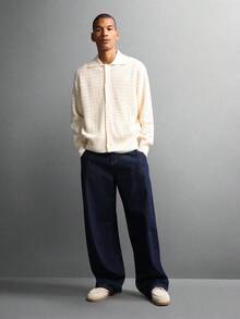 SUMWON Oversized Button Down Crochet Knit Long Sleeve Cardigan Winter Fall Casual Daily Wear Chunky Pattern Regular Length Knitwear