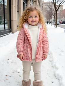 SHEIN Baby Girl Autumn&Winter Coat Casual Style Thicker And Warmer Jacket Fall - Pink - View 9