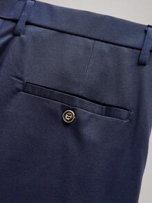 Officeau 男士透气柔软直筒休闲裤，宽松简约，适合男士、正式商务场合、秋季、冬季穿着，尽显绅士风范。 - 藍色 - 查看 5