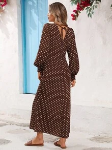 Vivid Eden Women's Polka Dot Print Dress, Casual Vacation Style