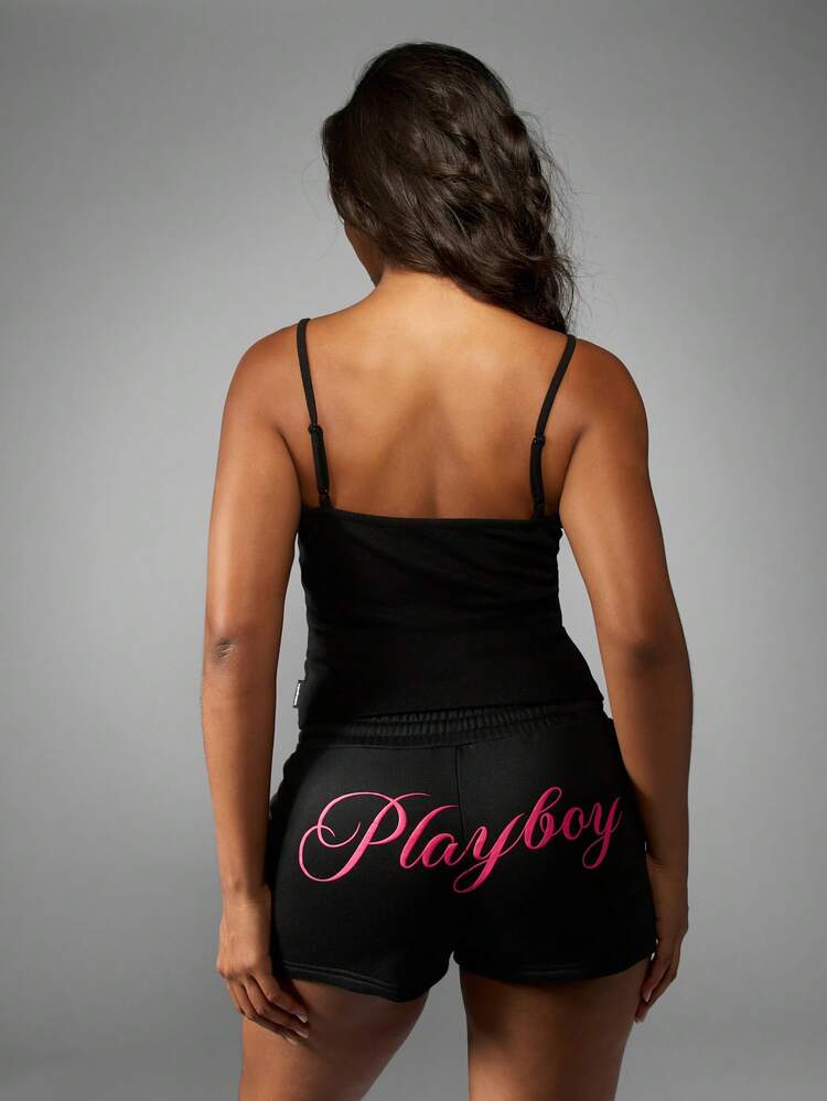 Missguided x Playboy Cotton Rhinestone Script Camisole Sleeveless Tank Top Summer Festival Cami