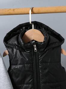 Baby/Kleinkind Jungen gepolsterte Weste mit Kapuze, kombiniert mit Kapuzenpullover und Freizeithose, weicher und angenehmer Stoff, geeignet für drinnen und Outdoor, Wintersaison - Verschiedenfarbig - Übersicht 3