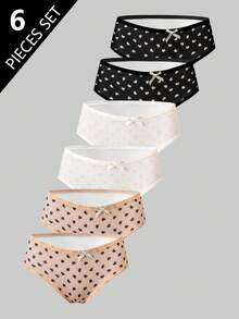 6 piezas de bragas de algodón cómodas con estampado lindo y minimalista para niñas - Multicolor - Ver 8