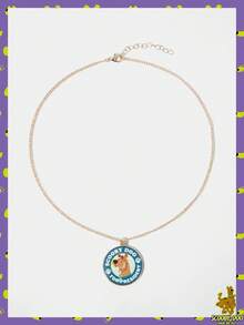 SCOOBY-DOO X SHEIN 1pc Fashionable Letter & Dog Pendant Necklace - Gold - View 1