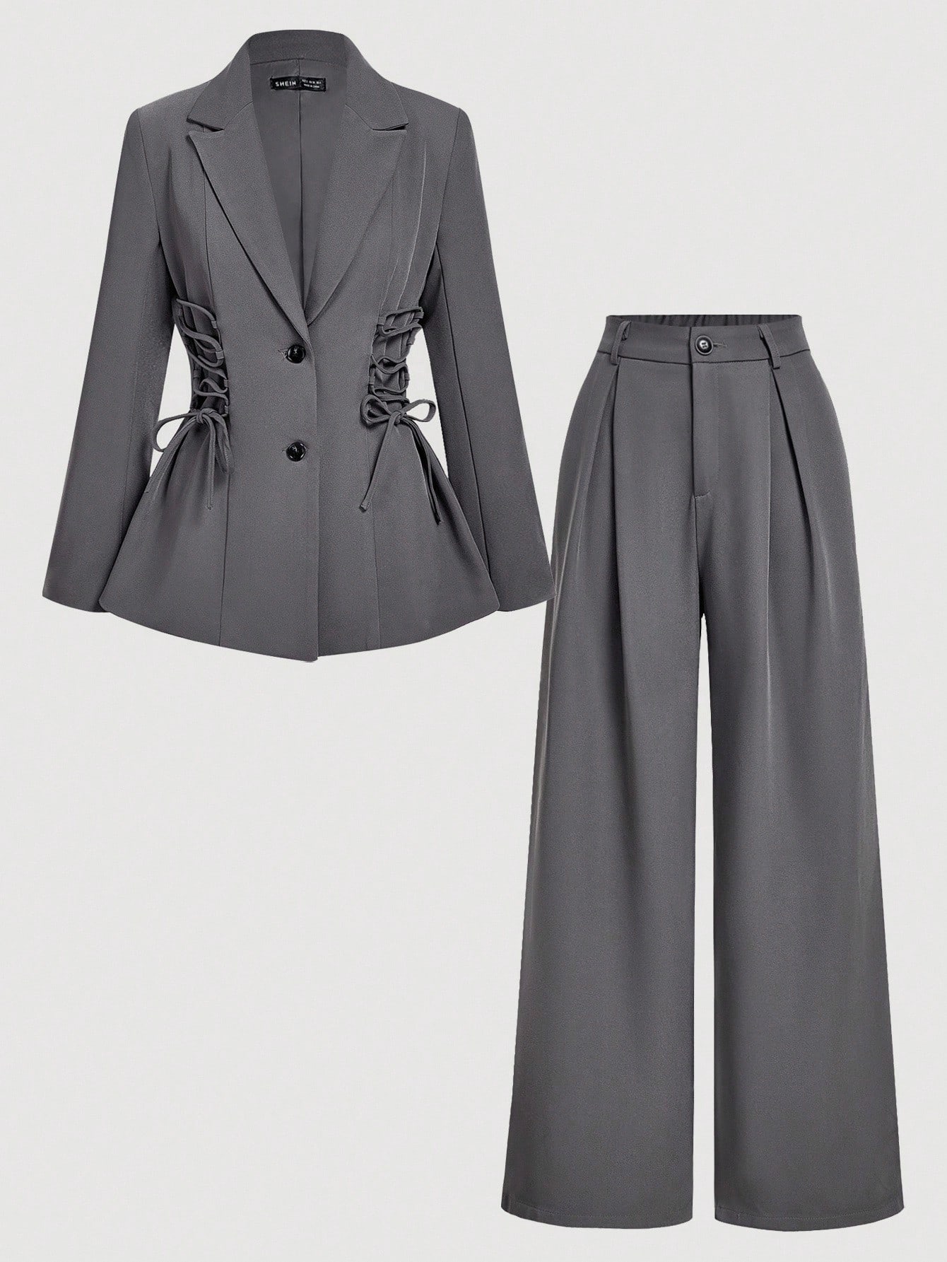 SHEIN MOD بدلة مكونة من ملابس علوية كم طويل مزين ب...