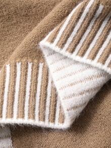 Livesso Women's Casual Loose Fit Contrast Color Chunky Knit Sweater, Autumn - Coffee Brown - View 7