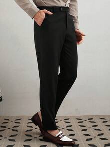 Manfinity CityGents Herren minimalistische einfarbige Anzughose mit schräger Tasche, Slim Fit, Business/Pendler, Old Money Stil