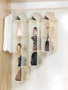 1 PIEZA Bolsa de almacenamiento colgante de tela beige de gran capacidad de 30L, organizador de armario 3D, a prueba de polvo, multifuncional, para decoración del hogar, decoración de habitaciones, decoración de otoño, decoración de festivales, regalo, estantería organizadora, ahorro de espacio, organizador de viaje