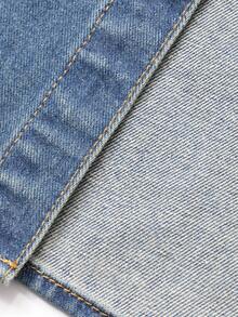 Livesso 女式宽松休闲做旧水洗牛仔衬衫、秋冬夹克 - 藍色 - 查看 7