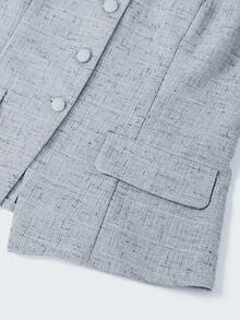 Ellevyn 女士方领短袖单排扣优雅衬衫 - 藍色 - 查看 6