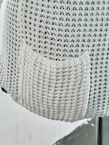 Sunspun Damen lässiger, weiter Pullover mit Taschen, Langarm, ausgeschnitten, Große Größen - Weiss - Übersicht 8