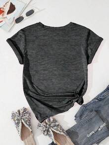 EMERY ROSE Kindness Is Free 印花加大码 T 恤 - 深灰色 - 查看 2