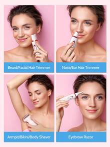 Máy cạo râu điện đa năng 4 trong 1 mới, máy tỉa lông mặt điện cầm tay có thể sạc lại với 4 đầu, máy cạo râu điện làm đẹp cho phụ nữ cho mặt, mũi, chân, nách, dụng cụ chải chuốt, tuyệt vời cho lễ Halloween, quà tặng Giáng sinh - trắng - Xem 5
