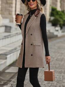 Ellegaria. 女士印花不对称西装外套 - 棕色 - 查看 5