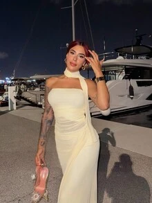 女士日常两件套服装 - 黃色 - 查看 1