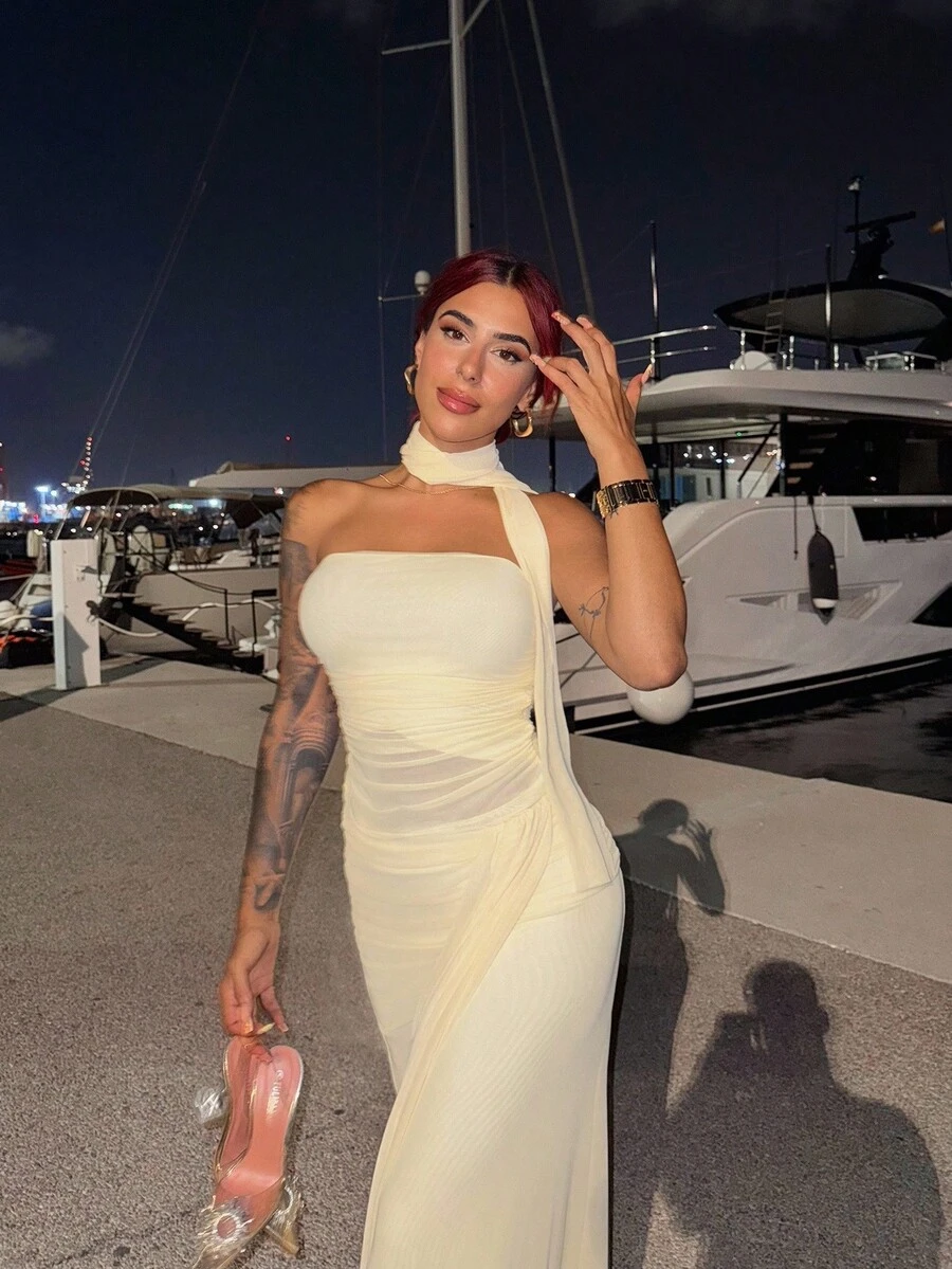 女士日常两件套服装 - 黃色 - 查看 1