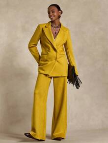 Bóhologie Conjunto de blazer y pantalón de pierna ancha de terciopelo amarillo mostaza - Mostaza Amarilla - Ver 5