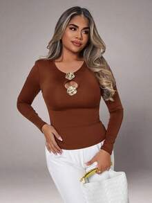 Xyvia Halloween Women T-Shirts Fall Cloth For Women - Brown - View 7