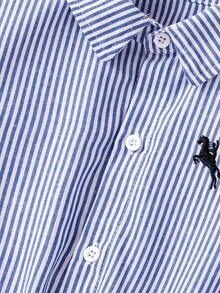 Bộ 2 váy/bộ tay ngắn cổ sọc xanh thêu eo cho bé gái & váy cổ sọc xanh eo - Nhiều màu - Xem 7