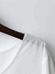 SHEIN Clasi 优雅通勤休闲度假百搭大码女式长袖黑白衬衫，春夏秋 - 紫色 - 查看 4