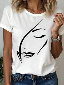 EMERY ROSE Figure Graphic Round Neck Tee Graphic Tees Women Tops