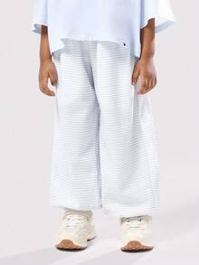SUMWON Kids Cozy Two Piece Pajama Set Winter Wear Short Sleeve Tee And Wide Leg Pants Sleepwear Comfort Fit Bedtime Outfit For Casual And Vacation - Blue - View 4