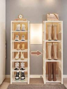 1pc Detachable 3/4/5/6/7 Tier Shoe Rack,Black & White, Easy Assembly Shoe Organizer, Dust-Proof & Water-Resistant, High Capacity Shoe Cabinet For Home - Multicolor - View 3