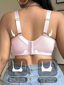 SHEIN 1 件大码网眼刺绣钢圈文胸 - 粉色 - 查看 2