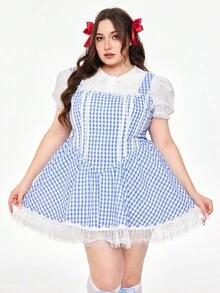 ROMWE Avant Abito a quadri da donna taglie forti per Ognissanti