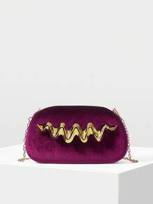 MOTF PREMIUM BOLSO DE MANO DE CENA DE MODA ROJO VINO PARA DAMAS, PERFECTO PARA COMBINAR CON LA FIESTA DE LA NOVIA - Burdeos - Ver 5