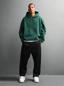 SUMWON Felpa con cappuccio a vestibilità crop, fit rilassato, con coulisse, toppe logo piccolo e dettaglio a tre strisce sul cappuccio, essenziale per uso casual quotidiano