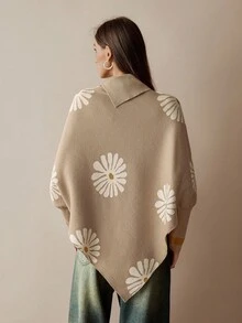 Florisole Women's Floral Print Long Sleeve Bohemian Pullover Sweater - Apricot - View 2