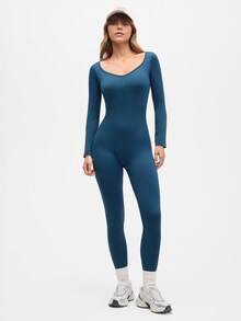 SHEIN Sports Salopă casual cu mânecă lungă, croială slim, culoare solidă - Gri - Vizualizare 3