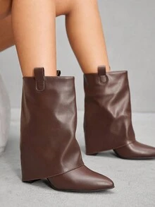 CUCCOO SZL 女士尖头时尚踝靴，适合通勤、聚会和日常穿着 - 咖啡棕 - 查看 2