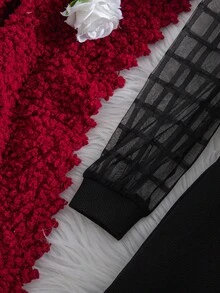 Đầm lưới kẻ caro dài tay màu đen tương phản dễ thương và thanh lịch cho bé gái - màu đen - Xem 5