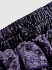 SHEIN MOD Women's Elastic Waist Layered Ruffle Hem Skirt Shorts,Fall Clothes For Women,Halloween Clothes,Nightmare Before Christmas,Ruffled Shorts