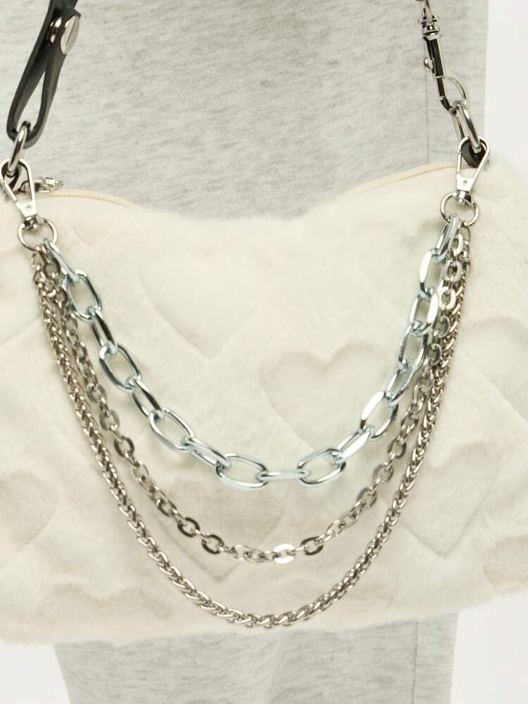 SUMWON WOMEN Mini bolso de hombro acolchado con correas de cadena