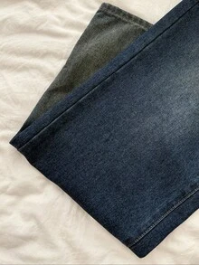 Attitoon Jeans rectos holgados y casuales con bolsillos para mujer, versátiles - Azul lavado oscuro - Ver 5